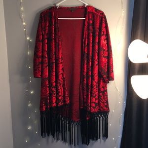 Velvety Floral Kimono Size 2X